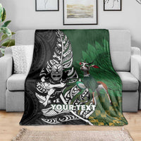 New Zealand and South Africa Rugby Custom Blanket Maori Tiki Fern Springboks Kente Pattern LT14 - Polynesian Pride