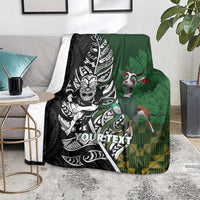 New Zealand and South Africa Rugby Custom Blanket Maori Tiki Fern Springboks Kente Pattern LT14 - Polynesian Pride