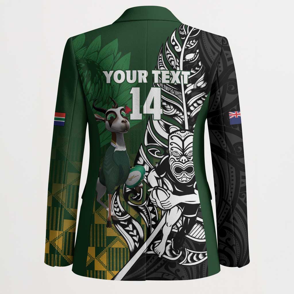 New Zealand and South Africa Rugby Custom Blazer Maori Tiki Fern Springboks Kente Pattern LT14 - Polynesian Pride