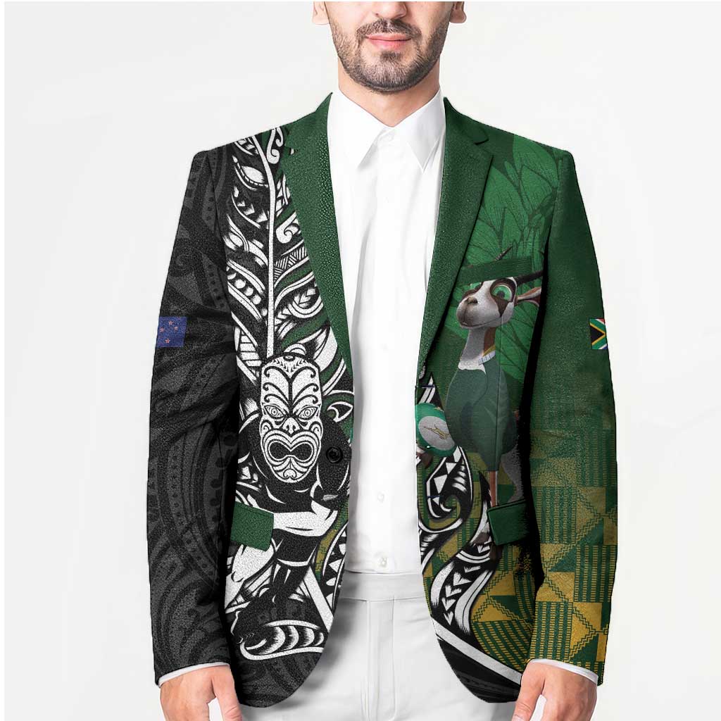 New Zealand and South Africa Rugby Custom Blazer Maori Tiki Fern Springboks Kente Pattern LT14 - Polynesian Pride