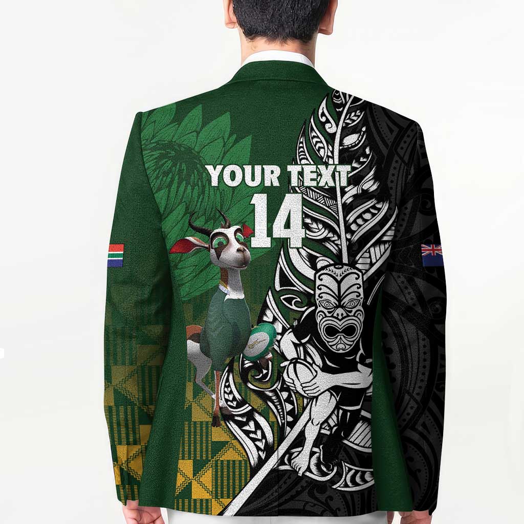 New Zealand and South Africa Rugby Custom Blazer Maori Tiki Fern Springboks Kente Pattern LT14 - Polynesian Pride