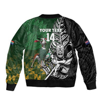 New Zealand and South Africa Rugby Custom Bomber Jacket Maori Tiki Fern Springboks Kente Pattern LT14 - Polynesian Pride