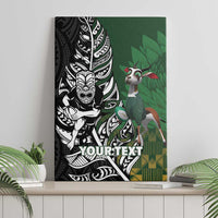 New Zealand and South Africa Rugby Custom Canvas Wall Art Maori Tiki Fern Springboks Kente Pattern LT14 - Polynesian Pride
