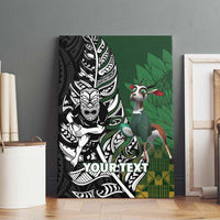 New Zealand and South Africa Rugby Custom Canvas Wall Art Maori Tiki Fern Springboks Kente Pattern LT14 - Polynesian Pride