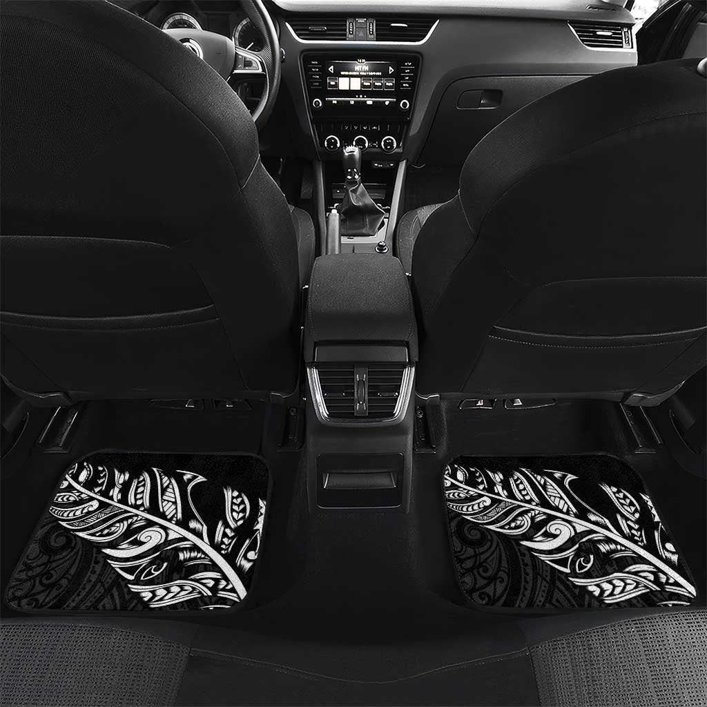 New Zealand and South Africa Rugby Custom Car Mats Maori Tiki Fern Springboks Kente Pattern LT14 Set 2pcs - Back Green - Polynesian Pride