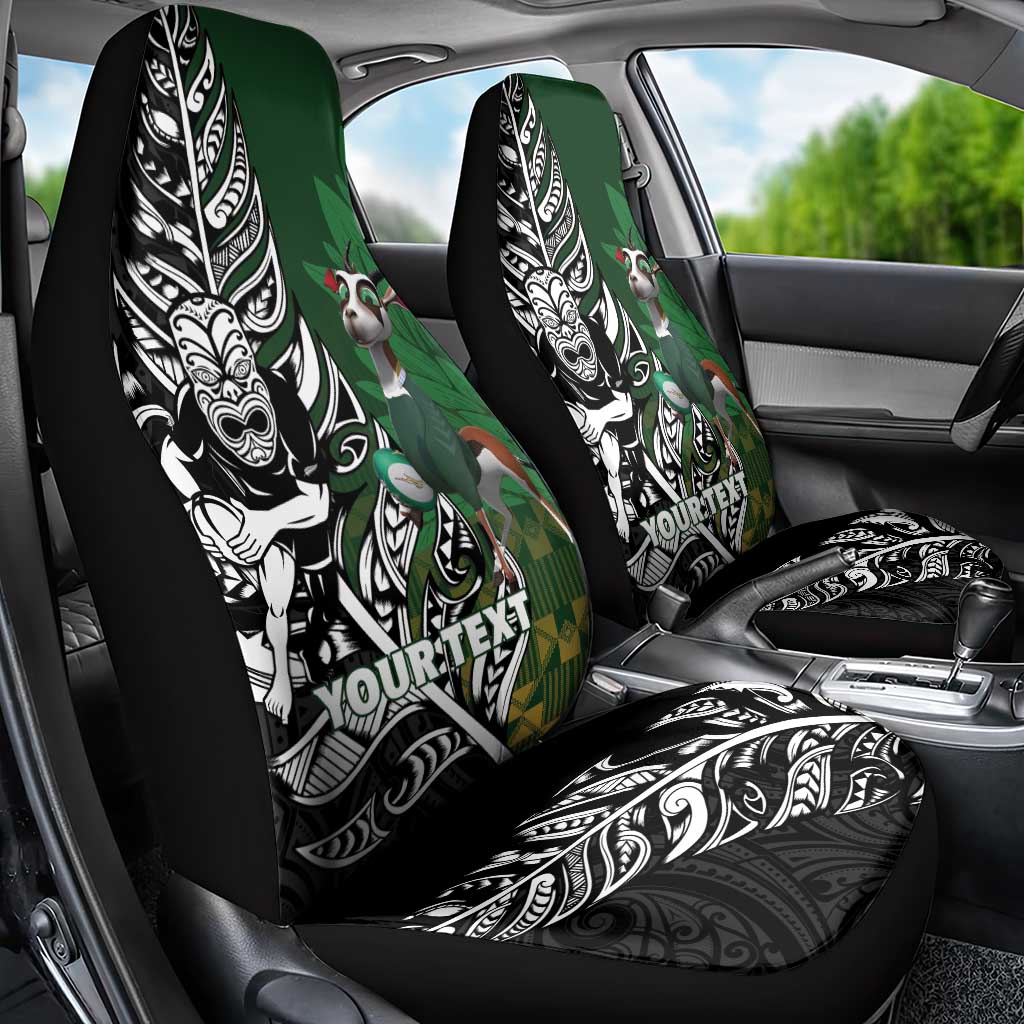 New Zealand and South Africa Rugby Custom Car Seat Cover Maori Tiki Fern Springboks Kente Pattern LT14 - Polynesian Pride