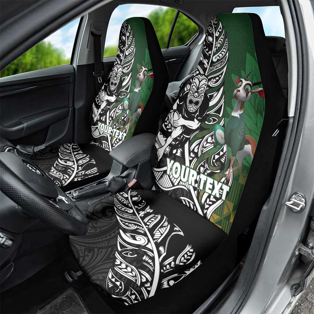 New Zealand and South Africa Rugby Custom Car Seat Cover Maori Tiki Fern Springboks Kente Pattern LT14 - Polynesian Pride
