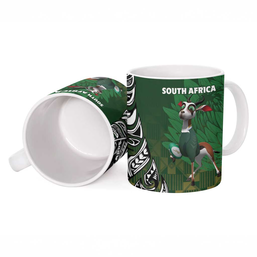 New Zealand and South Africa Rugby Ceramic Mug Maori Tiki Fern Springboks Kente Pattern LT14 - Polynesian Pride
