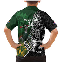 New Zealand and South Africa Rugby Custom Family Matching Mermaid Dress and Hawaiian Shirt Maori Tiki Fern Springboks Kente Pattern LT14 - Polynesian Pride