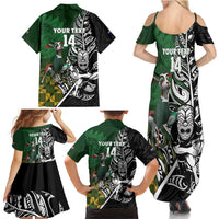 New Zealand and South Africa Rugby Custom Family Matching Summer Maxi Dress and Hawaiian Shirt Maori Tiki Fern Springboks Kente Pattern LT14 - Polynesian Pride