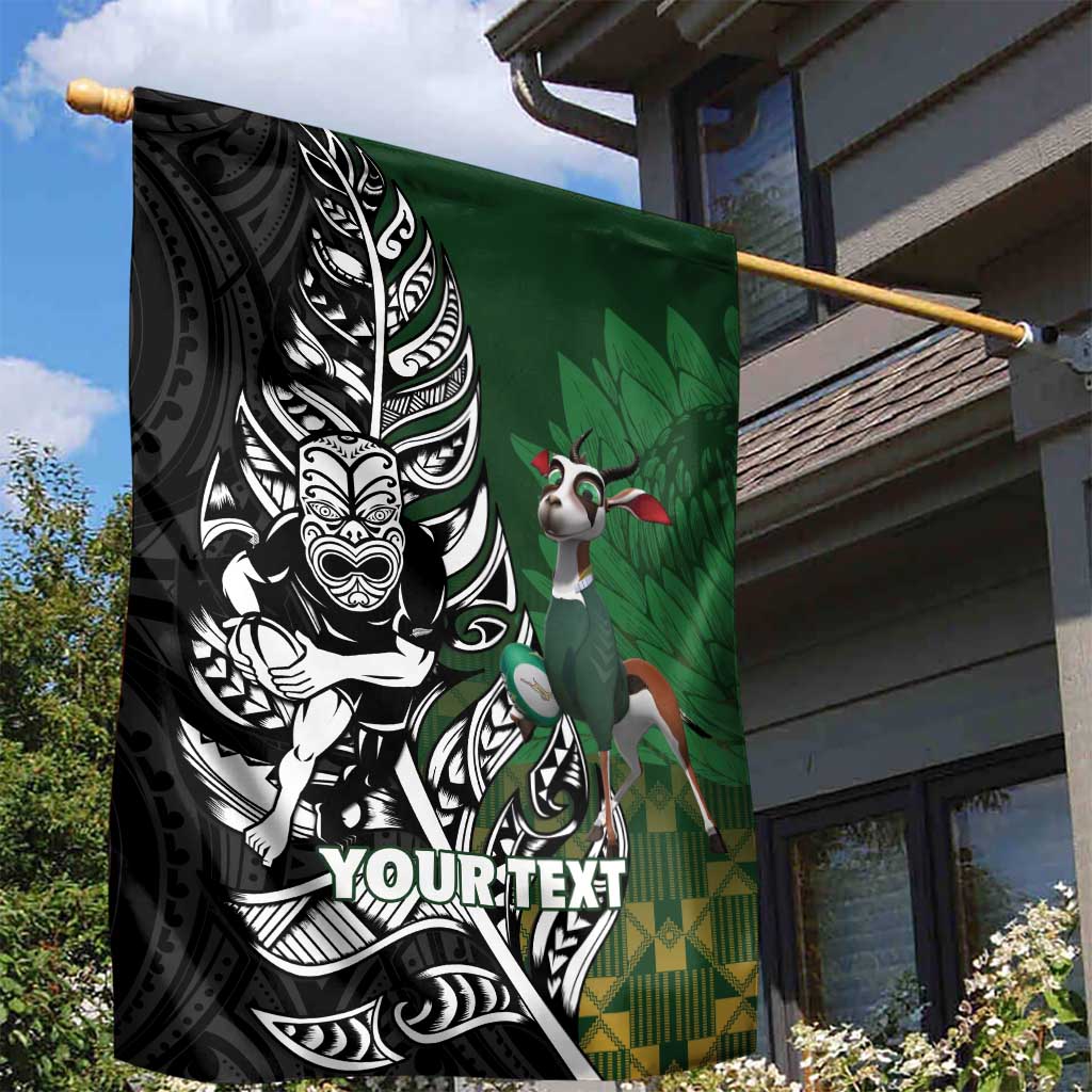 New Zealand and South Africa Rugby Custom Garden Flag Maori Tiki Fern Springboks Kente Pattern LT14 - Polynesian Pride