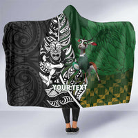 New Zealand and South Africa Rugby Custom Hooded Blanket Maori Tiki Fern Springboks Kente Pattern LT14 One Size Green - Polynesian Pride