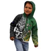 New Zealand and South Africa Rugby Custom Kid Hoodie Maori Tiki Fern Springboks Kente Pattern LT14 - Polynesian Pride