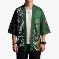 New Zealand and South Africa Rugby Custom Kimono Maori Tiki Fern Springboks Kente Pattern LT14 - Polynesian Pride