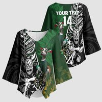 New Zealand and South Africa Rugby Custom Kimono Sleeve Blouse Maori Tiki Fern Springboks Kente Pattern LT14 - Polynesian Pride