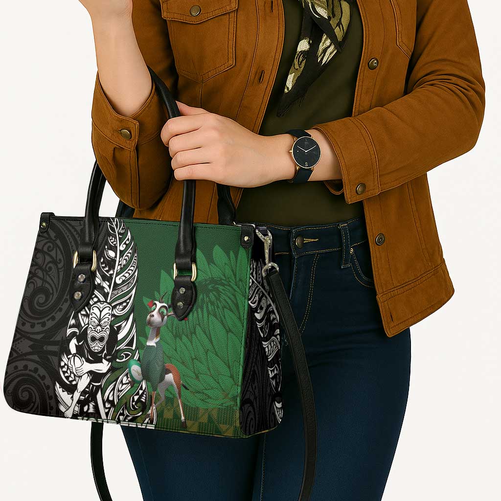 New Zealand and South Africa Rugby Custom Leather Bag Maori Tiki Fern Springboks Kente Pattern LT14 - Polynesian Pride