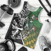 New Zealand and South Africa Rugby Custom Men Tank Top Maori Tiki Fern Springboks Kente Pattern LT14 - Polynesian Pride