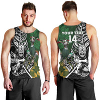 New Zealand and South Africa Rugby Custom Men Tank Top Maori Tiki Fern Springboks Kente Pattern LT14 - Polynesian Pride