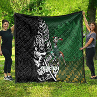 New Zealand and South Africa Rugby Custom Quilt Maori Tiki Fern Springboks Kente Pattern LT14 - Polynesian Pride