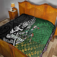 New Zealand and South Africa Rugby Custom Quilt Maori Tiki Fern Springboks Kente Pattern LT14 - Polynesian Pride