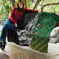 New Zealand and South Africa Rugby Custom Quilt Maori Tiki Fern Springboks Kente Pattern LT14 - Polynesian Pride