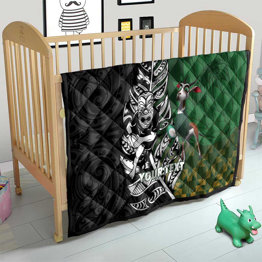 New Zealand and South Africa Rugby Custom Quilt Maori Tiki Fern Springboks Kente Pattern LT14 - Polynesian Pride