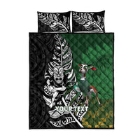 New Zealand and South Africa Rugby Custom Quilt Bed Set Maori Tiki Fern Springboks Kente Pattern LT14 - Polynesian Pride