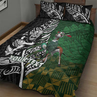 New Zealand and South Africa Rugby Custom Quilt Bed Set Maori Tiki Fern Springboks Kente Pattern LT14 - Polynesian Pride