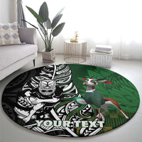 New Zealand and South Africa Rugby Custom Round Carpet Maori Tiki Fern Springboks Kente Pattern LT14 - Polynesian Pride