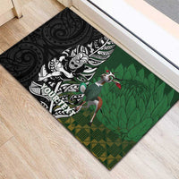 New Zealand and South Africa Rugby Custom Rubber Doormat Maori Tiki Fern Springboks Kente Pattern LT14 - Polynesian Pride