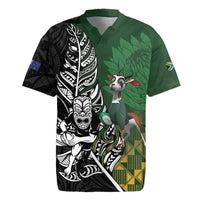 New Zealand and South Africa Rugby Custom Rugby Jersey Maori Tiki Fern Springboks Kente Pattern LT14 Green - Polynesian Pride