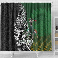 New Zealand and South Africa Rugby Custom Shower Curtain Maori Tiki Fern Springboks Kente Pattern LT14 - Polynesian Pride