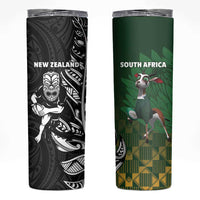 New Zealand and South Africa Rugby Skinny Tumbler Maori Tiki Fern Springboks Kente Pattern LT14 Green - Polynesian Pride