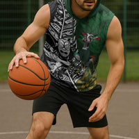 New Zealand and South Africa Rugby Custom Sleeveless Hoodie Maori Tiki Fern Springboks Kente Pattern LT14 - Polynesian Pride