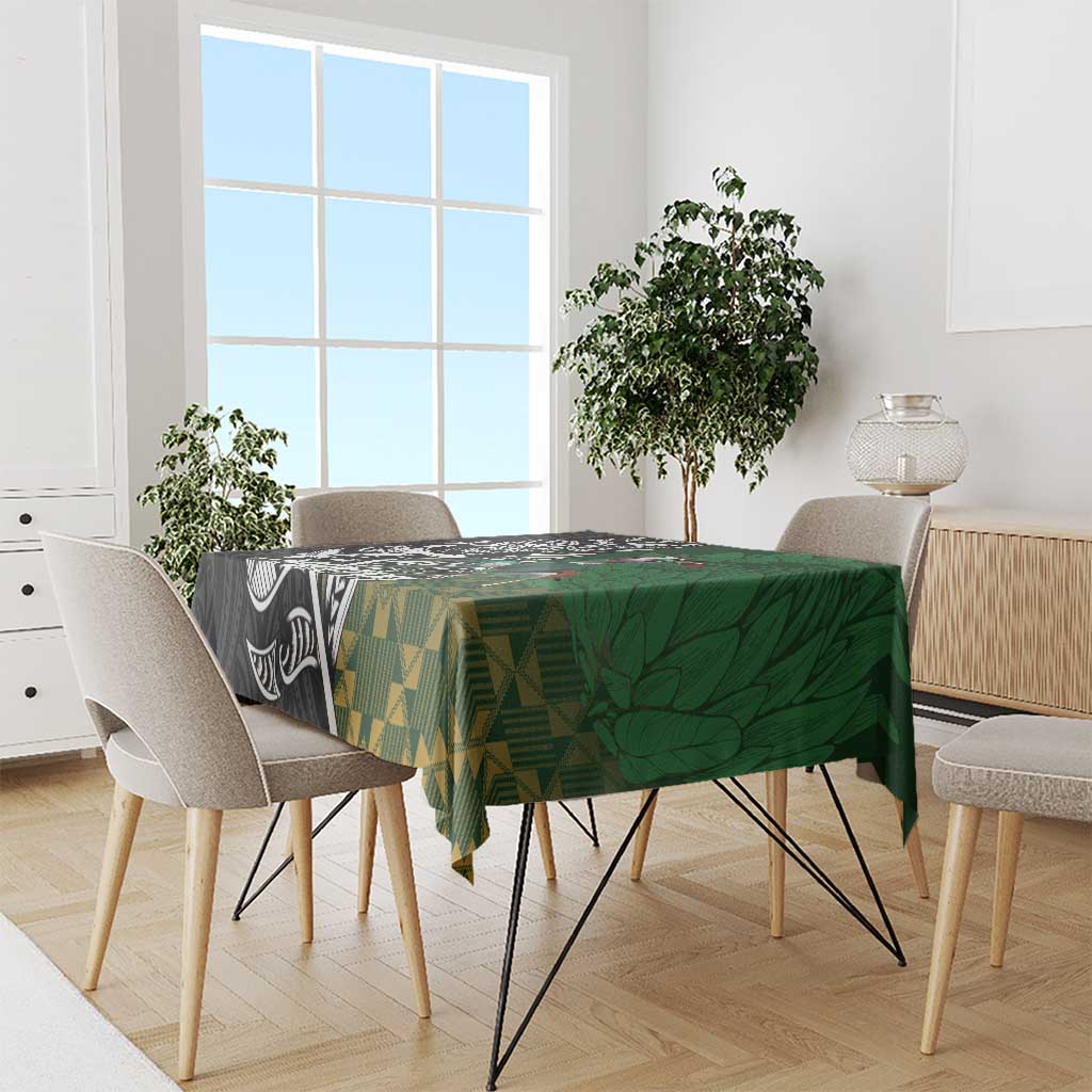 New Zealand and South Africa Rugby Custom Tablecloth Maori Tiki Fern Springboks Kente Pattern LT14 - Polynesian Pride