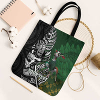 New Zealand and South Africa Rugby Custom Tote Bag Maori Tiki Fern Springboks Kente Pattern LT14 Black Strap One Size Green - Polynesian Pride