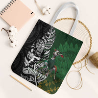 New Zealand and South Africa Rugby Custom Tote Bag Maori Tiki Fern Springboks Kente Pattern LT14 White Strap One Size Green - Polynesian Pride