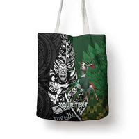 New Zealand and South Africa Rugby Custom Tote Bag Maori Tiki Fern Springboks Kente Pattern LT14 - Polynesian Pride