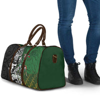 New Zealand and South Africa Rugby Custom Travel Bag Maori Tiki Fern Springboks Kente Pattern LT14 - Polynesian Pride