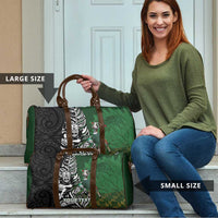 New Zealand and South Africa Rugby Custom Travel Bag Maori Tiki Fern Springboks Kente Pattern LT14 - Polynesian Pride