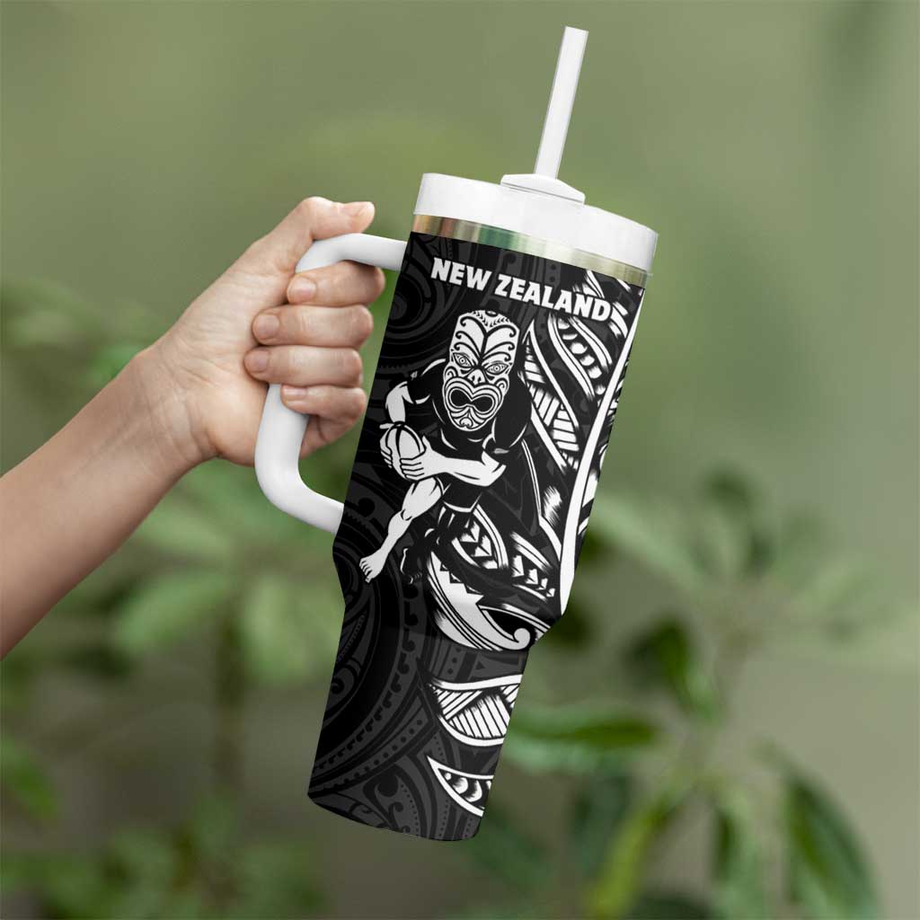 New Zealand and South Africa Rugby Tumbler With Handle Maori Tiki Fern Springboks Kente Pattern LT14 - Polynesian Pride