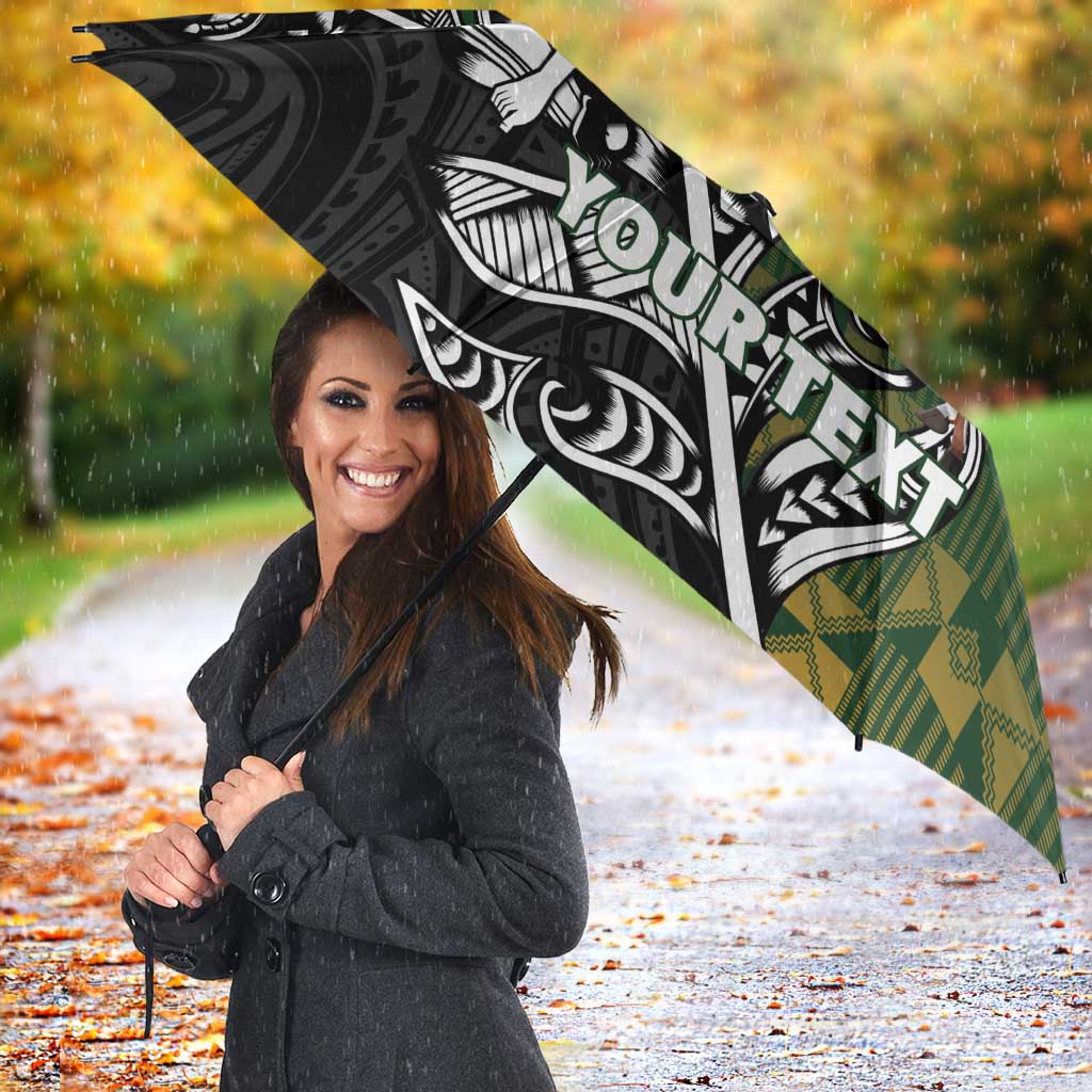 New Zealand and South Africa Rugby Custom Umbrella Maori Tiki Fern Springboks Kente Pattern LT14 - Polynesian Pride