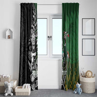 New Zealand and South Africa Rugby Custom Window Curtain Maori Tiki Fern Springboks Kente Pattern LT14 - Polynesian Pride