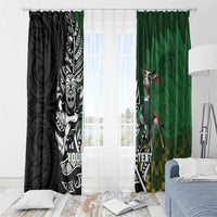 New Zealand and South Africa Rugby Custom Window Curtain Maori Tiki Fern Springboks Kente Pattern LT14 - Polynesian Pride