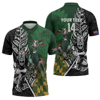 New Zealand and South Africa Rugby Custom Zipper Polo Shirt Maori Tiki Fern Springboks Kente Pattern LT14 - Polynesian Pride