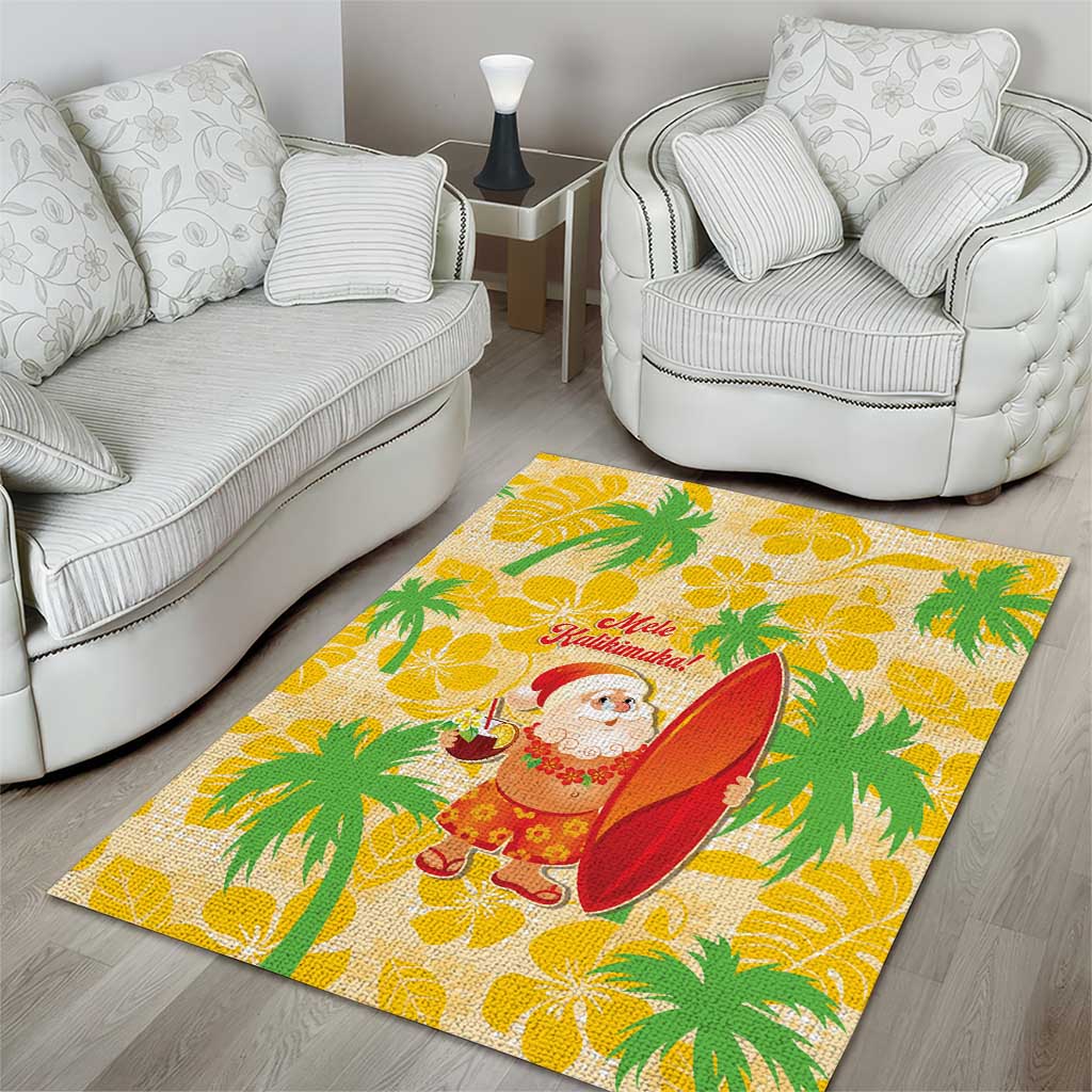 Aloha Hawaii Christmas Area Rug Mele Kalikimaka Funny Santa Palaka Quilt Motifs LT14 - Polynesian Pride