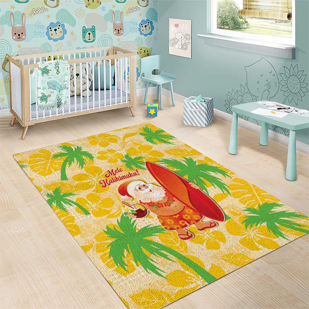 Aloha Hawaii Christmas Area Rug Mele Kalikimaka Funny Santa Palaka Quilt Motifs LT14 - Polynesian Pride