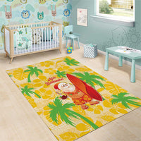 Aloha Hawaii Christmas Area Rug Mele Kalikimaka Funny Santa Palaka Quilt Motifs LT14 - Polynesian Pride