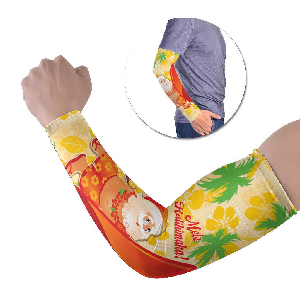 Aloha Hawaii Christmas Arm Sleeves Mele Kalikimaka Funny Santa Palaka Quilt Motifs LT14 Set of 2 Yellow - Polynesian Pride