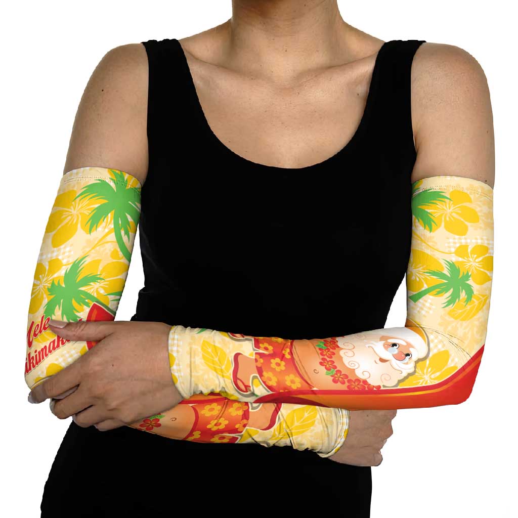 Aloha Hawaii Christmas Arm Sleeves Mele Kalikimaka Funny Santa Palaka Quilt Motifs LT14 - Polynesian Pride